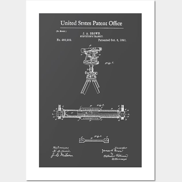 Surveyors Transit Patent White Wall Art by Luve